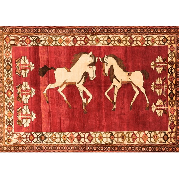 Ahgly Company Indoor Rectangle Persian Orange Traditional Area Rugs, 8' x 10'