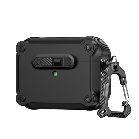 Dteck for Airpods Pro 3rd Gen (2025) Case with Secure Lock Clip, Full Body Shockproof Protection Hard Shell with Carabiner for Women Men,Black
