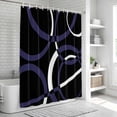 thumbnail image 5 of Polyester Fabric Blue Geometric Shower Curtain, Contemporary White Abstract Lines Black Waterproof Bathtub Curtain Bathroom Decor Set with Hooks 72 x 84 Inches, 5 of 6