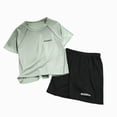 thumbnail image 4 of KPOPLK Kids Boys 2-piece Short Sleeve Graphic T-Shirt Tee and Shorts Set for Summer Active Boys Lightweight & Breathable Sports Clothes Size 2-3 Years,Green, 4 of 4