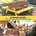 thumbnail image 6 of Geometric Table Cloths for 8 Foot Rectangle Tables, Modern Abstract Lines Texture Red Patio Waterproof Elastic Fitted Tablecloths, Washable Rectangular Table Cover for Camping, 6 of 8