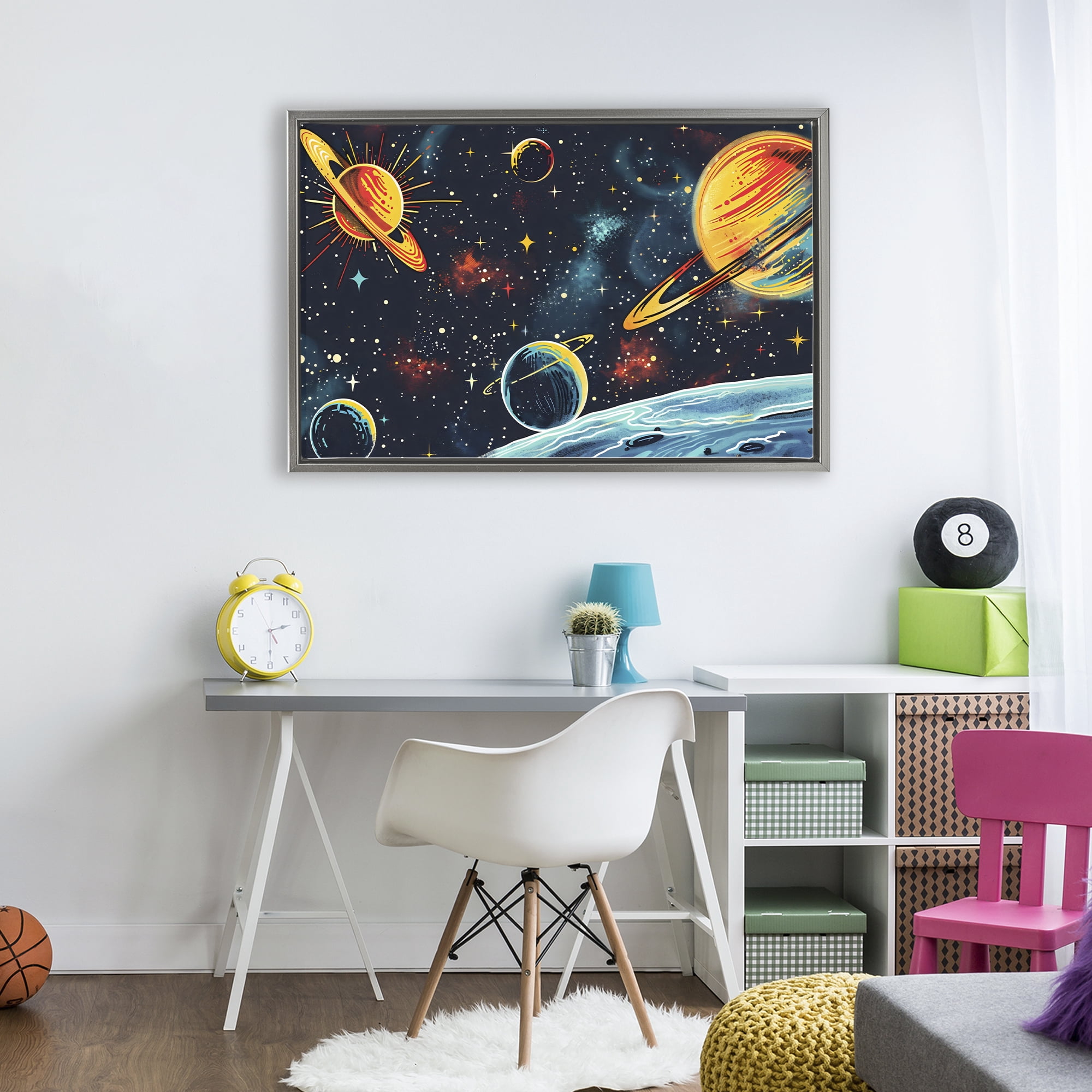 Stupell Industries Black Lit Galaxy Panorama Gray Framed Floater Canvas Wall Art, design by Creative Studio