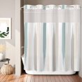 thumbnail image 6 of No Hook Shower Curtain with Built-in Rings - Beige Green Abstract Brushes Washable Waterproof Fabric Bathroom Curtains for Hotel,Rentals, 66 X 72 Inch Long , Modern Minimalist Striped, 6 of 8