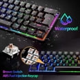 thumbnail image 4 of 60% True Mechanical Gaming Keyboard Type C Wired 62 Keys RGB LED Backlit USB Waterproof Keyboard Full Anti-ghosting Keys for Computer/PC/Laptop/MAC (Black/Brown Switch), 4 of 10