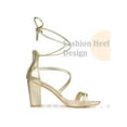 thumbnail image 3 of BLISSFUL STEP Women's Sandals Block Heels Open Toe Strappy Lace up Sandals, 3 of 6