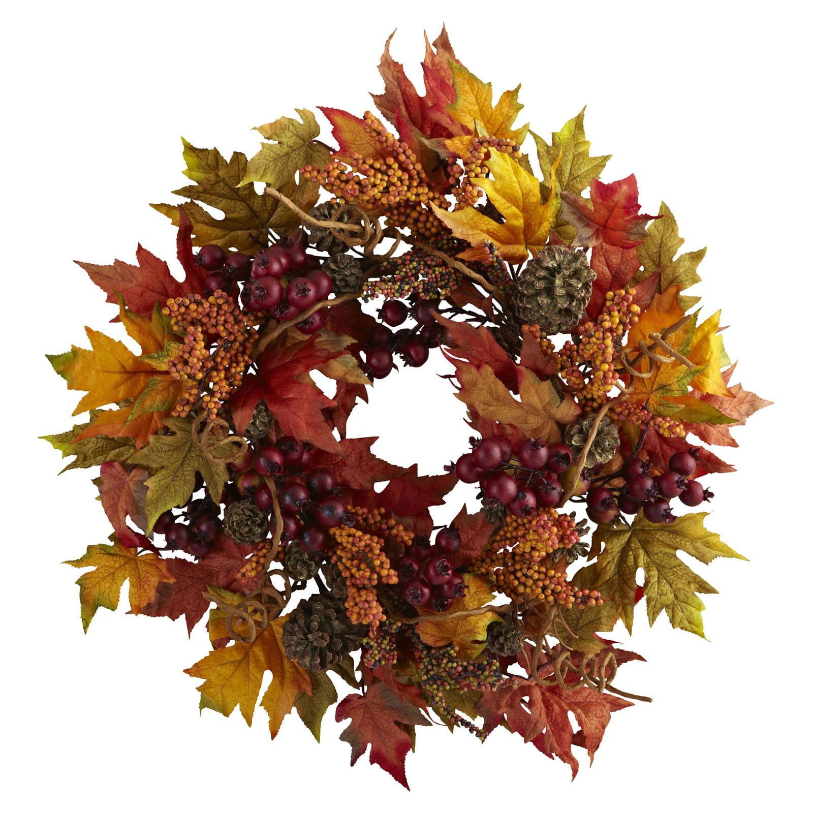 Nearly Natural 24" Maple and Berry Wreath