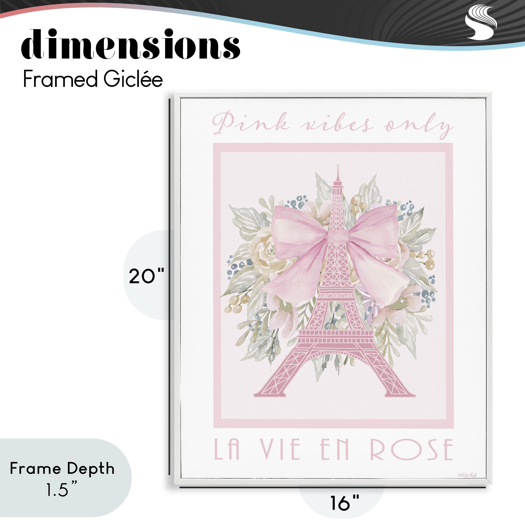 Stupell Industries Pink Vibes Only Paris White Framed Giclee Art, design by Cindy Jacobs
