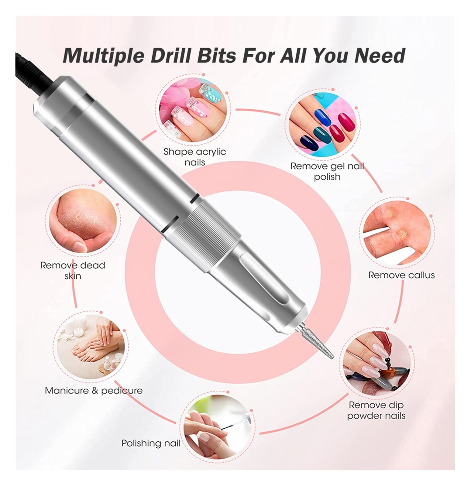 Professional Electric Nail Drill Machine, Portable Rechargeable 35000RPM Nail Drill With HD Screen, Manicure Polishing Shape Tools ,Lightweight and Portable
