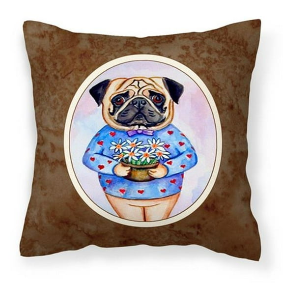 Pug Valentines Hearts Fabric Decorative Pillow
