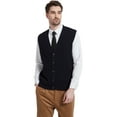 thumbnail image 5 of Kallspin Men's Wool Blend Cable-Knit V Neck Sleeveless Cardigan Vest Sweater(Black,Large), 5 of 8
