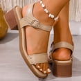 thumbnail image 5 of Viluyesy Womens Heeled Sandals, Ankle Strap Sling Back Square Toe Ladies Block Heels Dressy Shoes Khaki US7.5, 5 of 8
