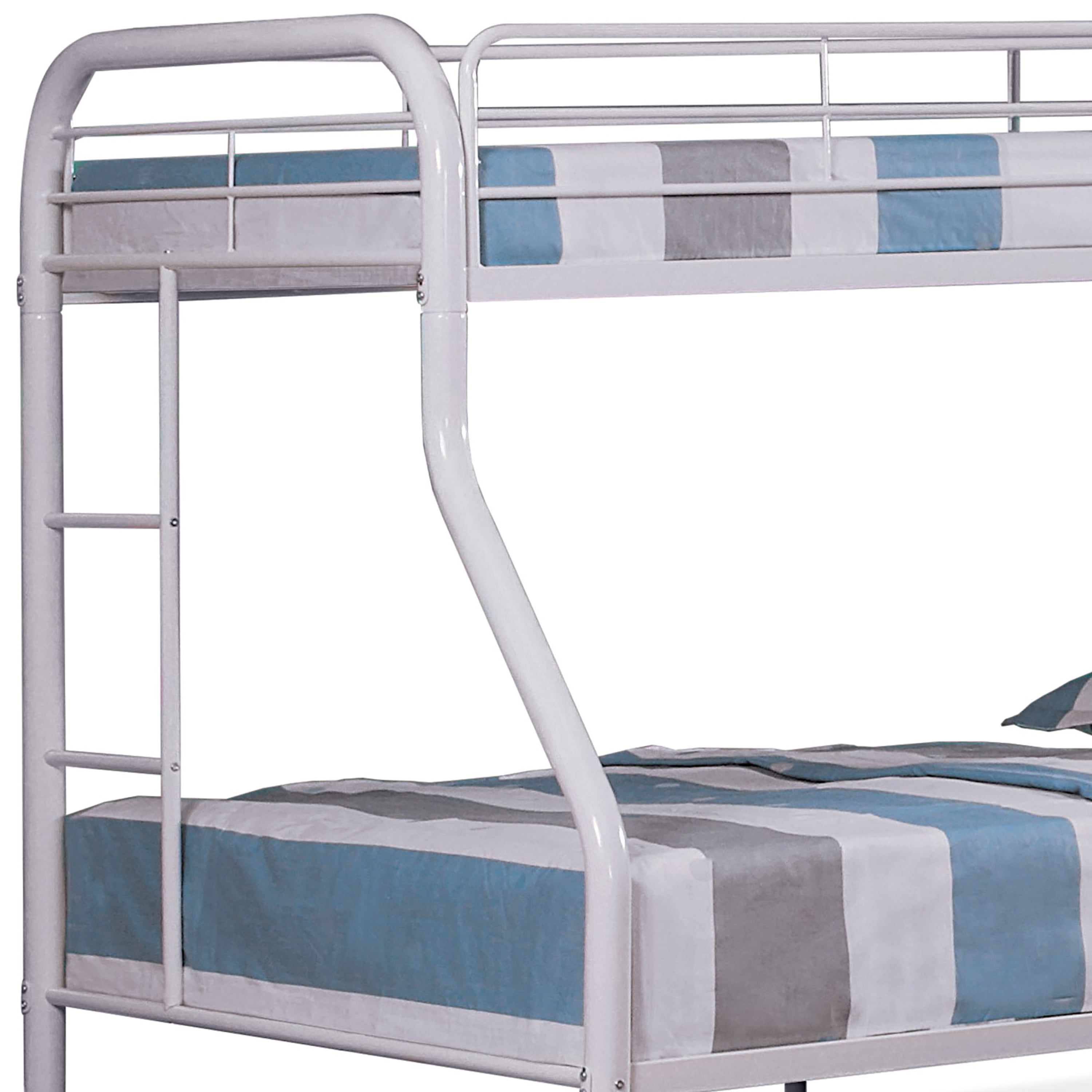 Furniture of America Mihauk Kids Metal Twin over Full Bunk Bed with Side Ladder, White