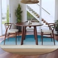 thumbnail image 3 of Round Rugs 5Ft, Blue Beige Brown Round Area Rug Washable Indoor Throw Carpet, Country Retro Gradient Wooden Grain Soft Non Slip Circle Rug for Cabinet Bathroom Home Decor Aesthetic, 3 of 8