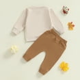 thumbnail image 4 of VNKIDY Boys Outfits Thanksgiving Children Kids Casual 2 Piece Outfit Letter Prints Long Sleeve Crewneck Top Elastic Waisted Drawstring Pants Home Wear Set Lovely Outfits, 4 of 9