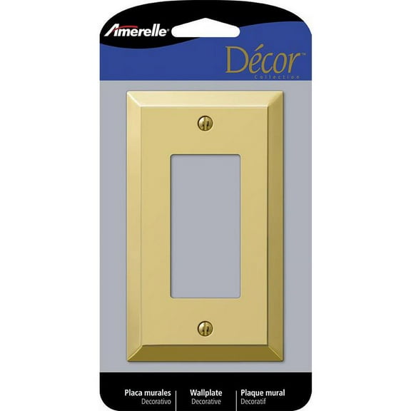 1 Pc, Amerelle Century Polished Brass 1 Gang Stamped Steel Decorator Wall Plate 1 Pk
