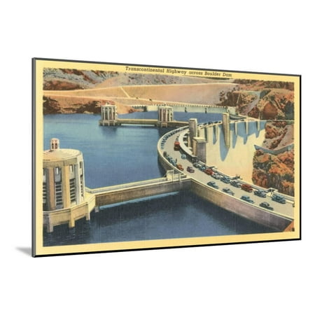 - Transcontinental Highway over Boulder Dam, Nevada Wood Mounted Print Wall Art