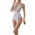 thumbnail image 2 of uublik Womens Sleep Jumpsuit Valentine's Day Bodysuit V Neck Sleepwear Lounge Nightgown White, 2 of 6