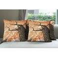 thumbnail image 6 of Ambesonne Landscape Throw Pillow Cover 4 Pack, Old Tree Botany Wood, 18", Orange Brown, 6 of 7