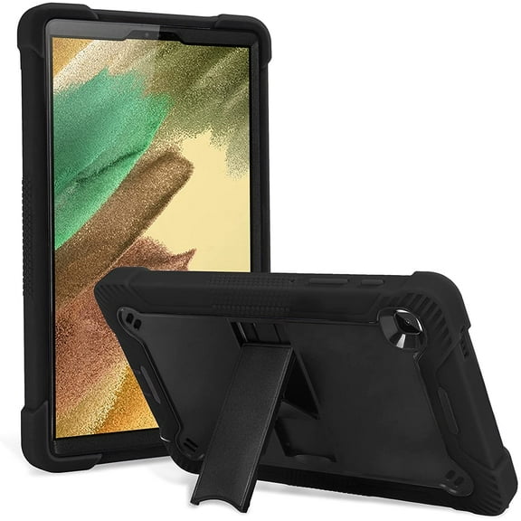 KIQ Samsung Galaxy Tab A7 Lite Case Shockproof Silicone Bumper with Kickstand Samsung Galaxy Tab A7 Lite 8.7 Tablet Case Kids Proof 2021 SM-T220/T225/T227 [Guardian Black Black]