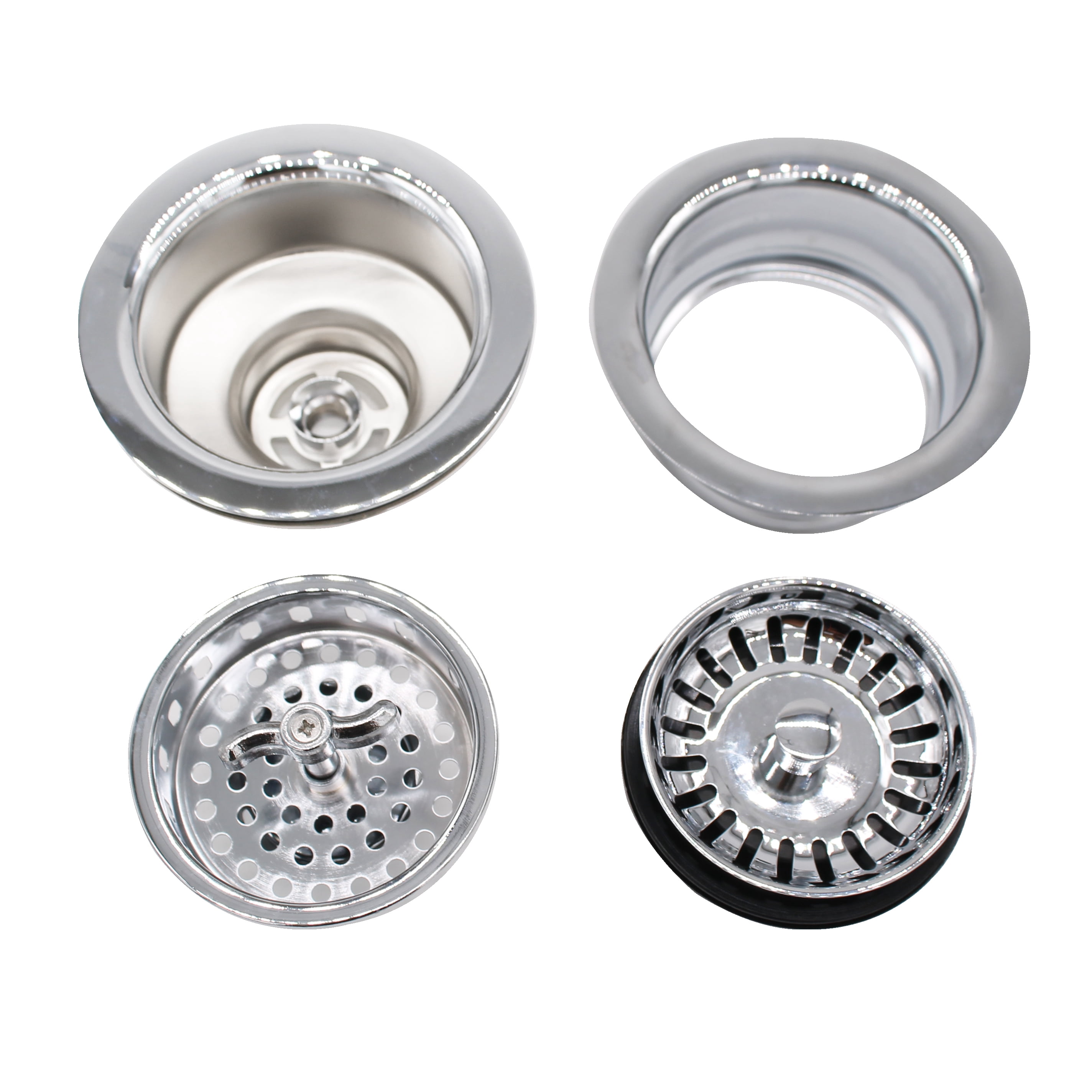 Westbrass COMBO PACK 3-1/2" Kitchen Sink and Waste Disposal Flange Strainers, Polished Chrome