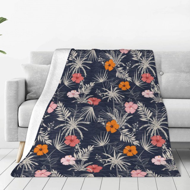 Fotbe Hawaiian Style Manta de Franela Acolchonada con Estampado, Súper Suave y Esponjosa, Extra Grande para Sofá, Cama, Uso Todo el Año-60"x50"