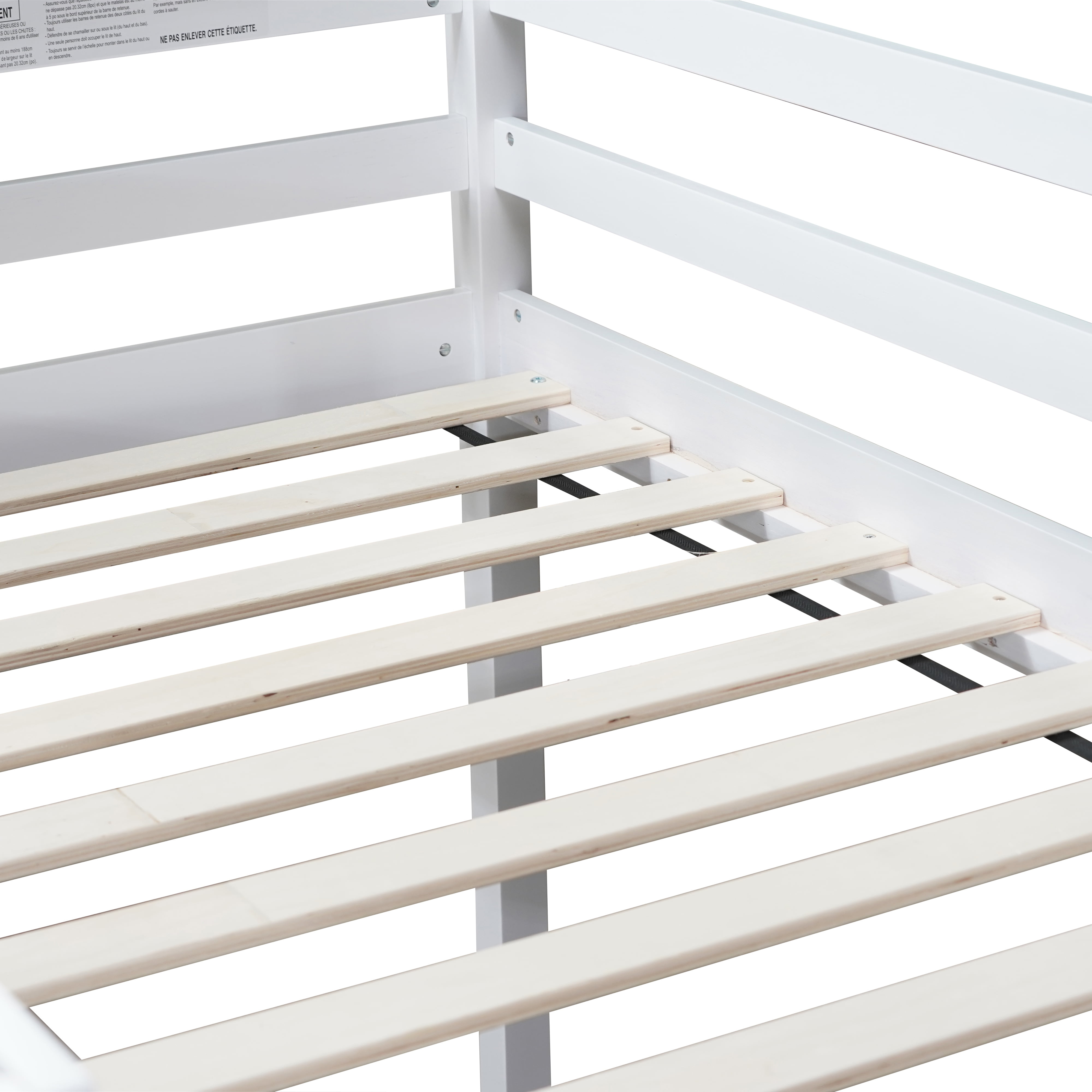 Miniyam Wood Twin Size Loft Bed for Kids, Space-Saving Design, White