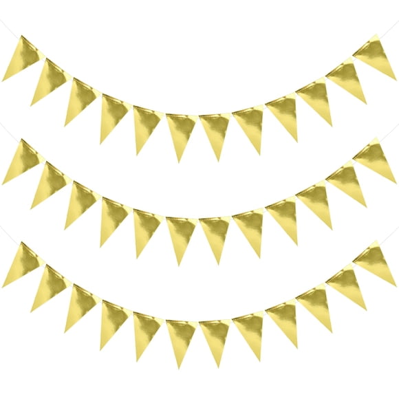 Guirnalda de Banderines Triangulares con Purpurina Dorada JHZMCRX 3 Paquetes