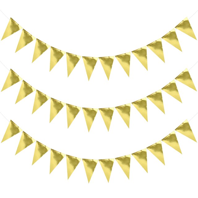 Guirnalda de Banderines Triangulares con Purpurina Dorada JHZMCRX 3 Paquetes