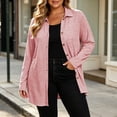 thumbnail image 4 of Plus Size Women's Collared Button Front Cardigan, Lightweight Loose Mid Length Outerwear for Daily Casual XXL, 4 of 8