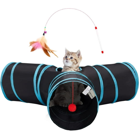 Cat Tunnel Tube 3 Way Cat Tunnels for Indoor Cats, Rabbit Tunnel, Collapsible Kitten Tunnel Toys for Large Cats, Animal Pet Kitty Tunnel Toys