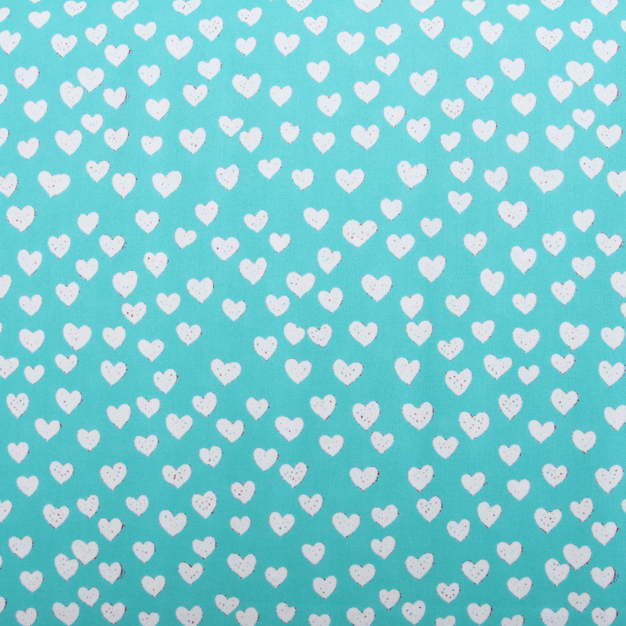 3 Yard Cut Premium Cotton Quilting Fabric - Confetti Brights Collection - 44" Width - 100% Cotton - Quilting, Sewing, Crafts - Aqua Hearts