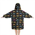 thumbnail image 2 of Colorful Games Retro Black Pattern Blanket Hoodies for Kids 6-13YR Oversize Wearable Blanket Hoodies for Boys Girls Teens, 2 of 7