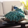 thumbnail image 2 of Embroidered Peacock Decorative Throw Pillow Case Silky Satin Cushion Cover (Left), 2 of 7