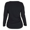 thumbnail image 3 of Loiseau Women Solid Long Sleeve Blouses Stretch Side Shirring Boat Neck Button Classic Blouse Shirts Top Black Size S, 3 of 5