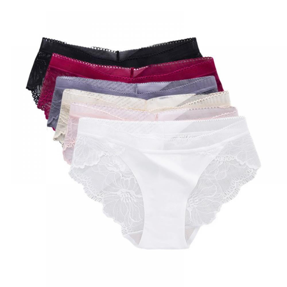 Baywell Women's Lace Underwear Silky Seamless Panties Lacy Bikini Hipster  Comfy Briefs 6 Pack