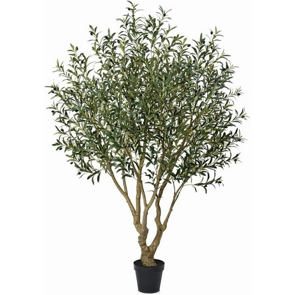 Olive Tree Artificial Indoor 7ft - UV Resistant Large Fake  - Realistic Faux Olive Tree in Pot - Tall Artificial  Outdoor for Home, Patio, Living Room, Office Decor,VN138
