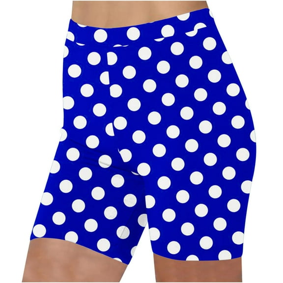 Polka Dots Biker Shorts for Women - Buttery Soft Summer High Waisted Tummy Control Athletic Workout Yoga Shorts