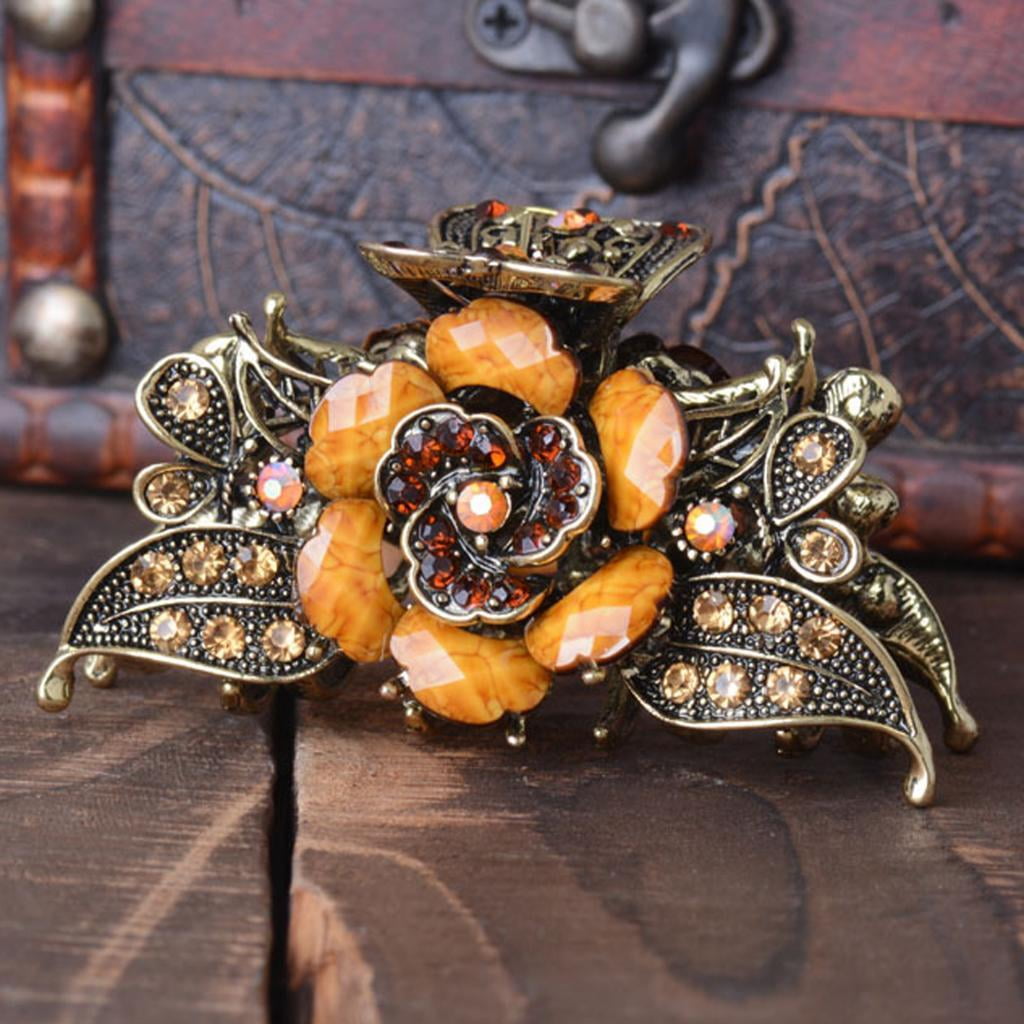 FVDPWYE 4x Vintage Turquoise Hair Claw Clip Ladies Updo Hair Clamp Womens for Thick Hair