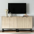 thumbnail image 5 of EYYTHUNG Fluted Storage Cabinet Set of 3, Sideboard Buffet Cabinet Modern Accent Cabinet with Adjustable Shelves, Credenza, Light Oak, 5 of 7