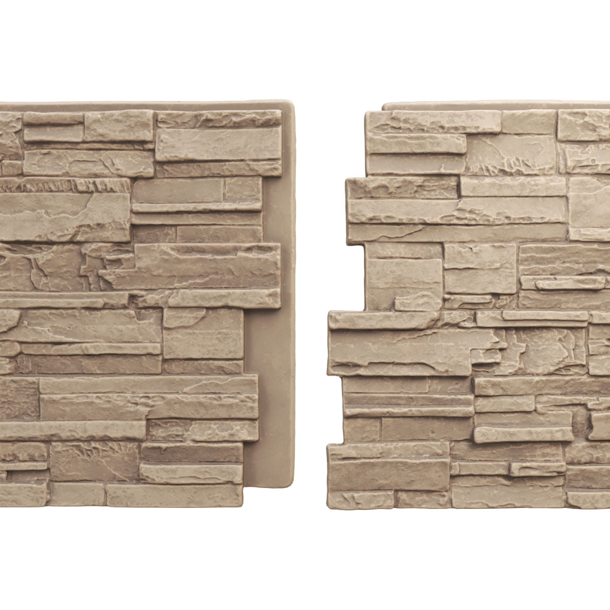 Ekena Millwork 48 5/8"W x 24 3/4"H x 1 1/4"D Cascade Stacked Stone, EverStone Faux Stone Siding Panel, Valley Spring