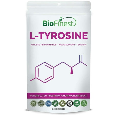 Biofinest L-Tyrosine Powder 400mg - Pure Gluten-Free Non-GMO Kosher Vegan Friendly - Supplement for Athletic Performance, Energy, Mood Support, Relax