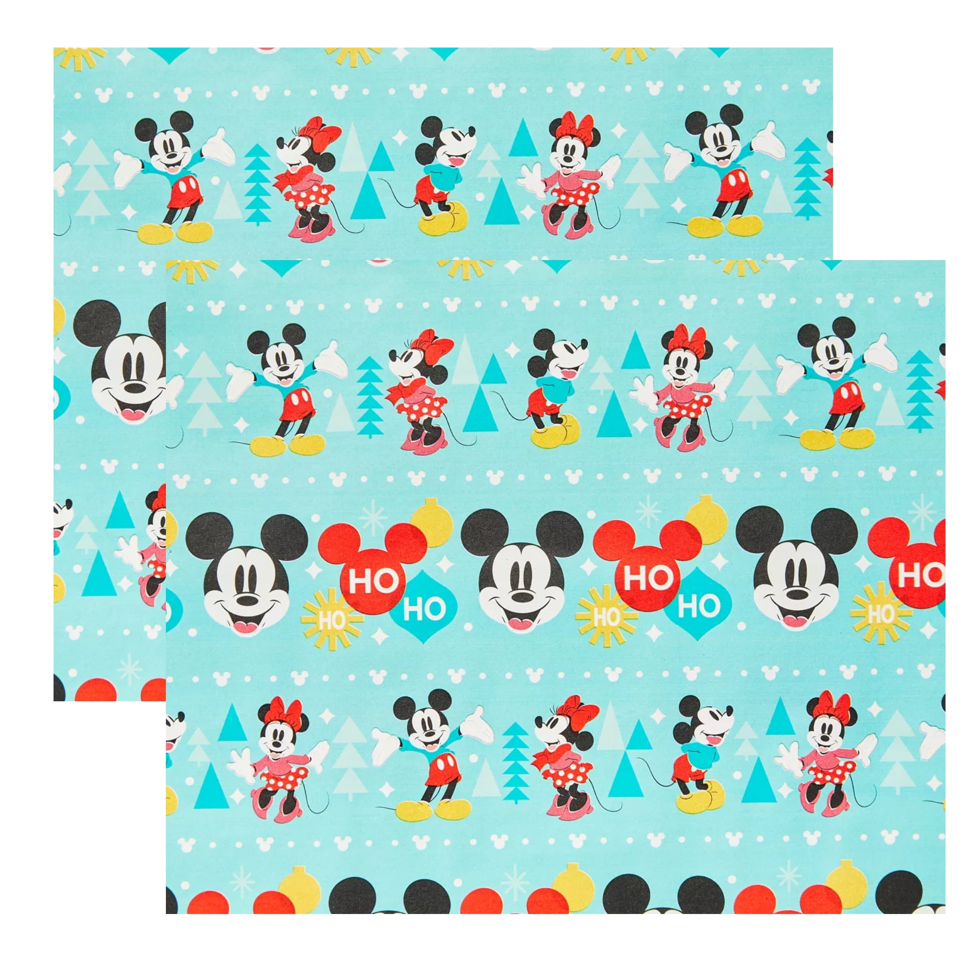 Mickey & Minnie Mouse Wrapping Paper, 2 Rolls Premium Paper Cartoons