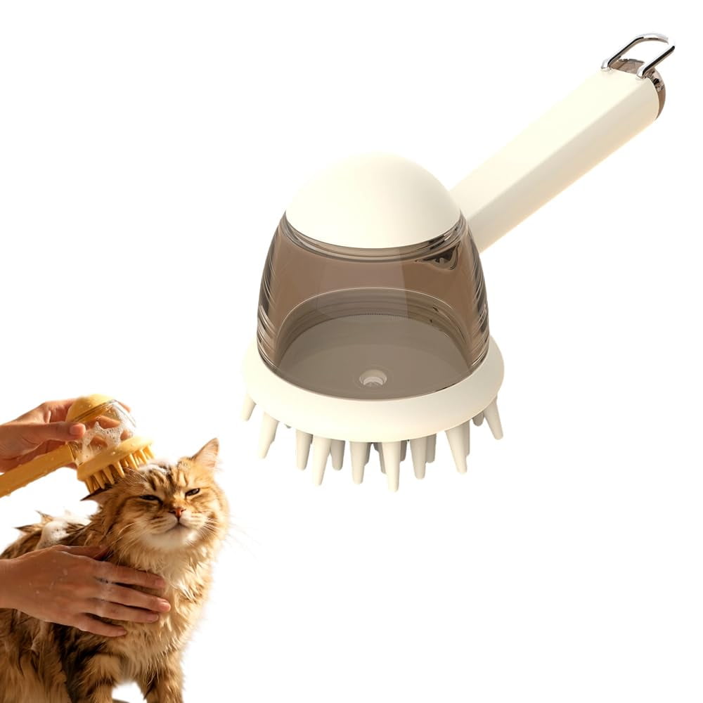 Handheld Pet Dog Bath Brush with Soap Dispenser, Pet Washing Bath Supplies