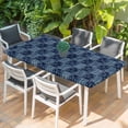 thumbnail image 2 of Vintage Floral Table Cloths for 3 Foot Rectangle Tables, Abstract Flowers Patchwork Country Navy Blue Patio Waterproof Elastic Fitted Tablecloths, Washable Rectangular Table Cover for Camping, 2 of 8