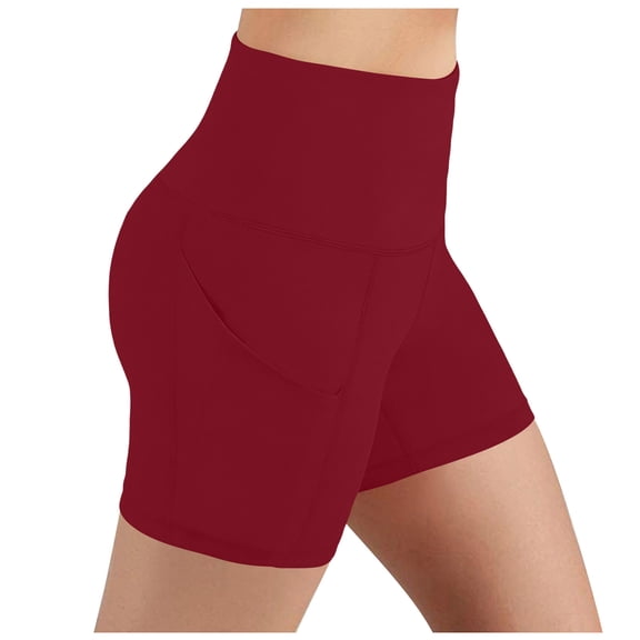 fatyb Womens High Waist Biker Shorts with Pockets Stretch Athletic Workout Running Yoga Shorts for Women
