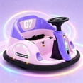 thumbnail image 4 of KORIMEFA 12V Bumper Car for Kids Toddler ages 2-6 Years Electric Ride On Toys with Remote Control, 360 Degree Spin, Lights, Sounds, DIY Stickers, Purple, 4 of 12