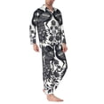 thumbnail image 2 of Hirioo Artistic Black White Peacocks for Men's Pajama Sets 2 Piece Pjs Men's Long-Sleeved Pajama Set Button Down Sleepwear,S-XXL-Large, 2 of 7