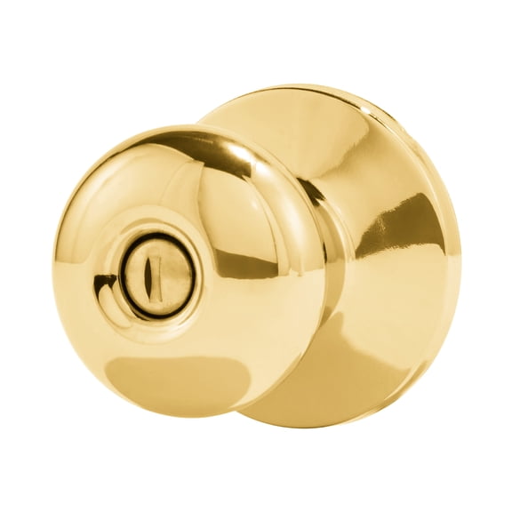 Hyper Tough Privacy Bed & Bathroom Mushroom Doorknob, Polished Brass