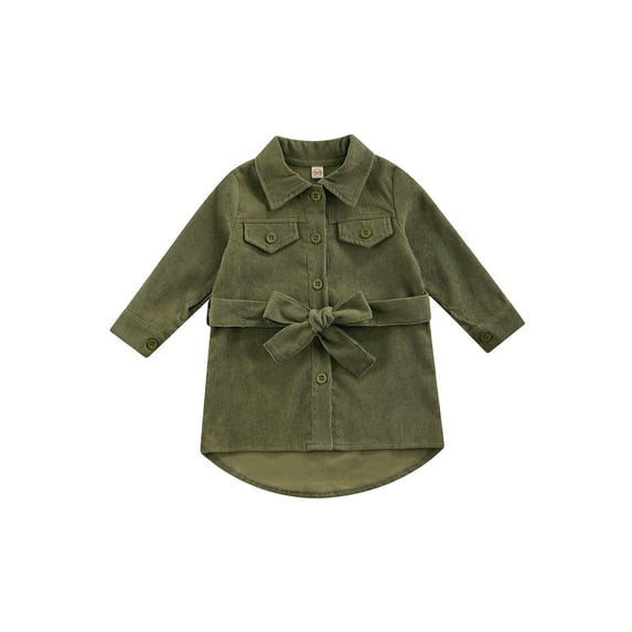 Seyurigaoka Baby Girl Windbreaker Jacket with Adjustable Belt, Irregular Hem