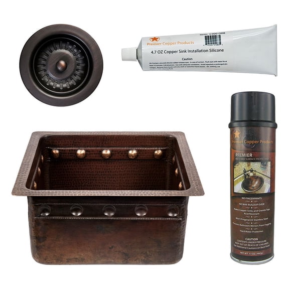 Premier Copper Products BSP5_BREC16DBBS-D Bar Sink and Drain Package